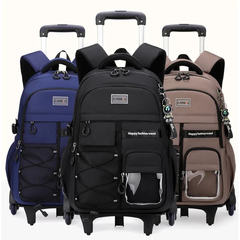Kids School Backpack with Wheels Rolling Backpack for Boys Student Backpack 2/6 Wheels Trolley School Bags Children Book bag
