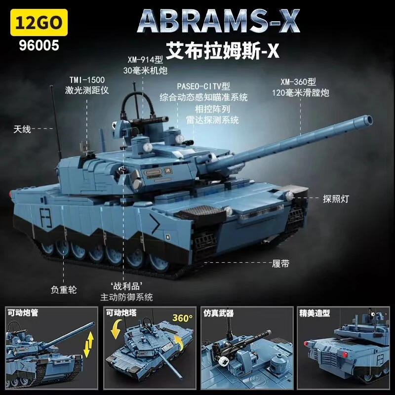 

LEYI RC Abrams-X Tank Model Building Blocks Kit, DIY Assembly Toy for Boys, Ideal Gift for Kids