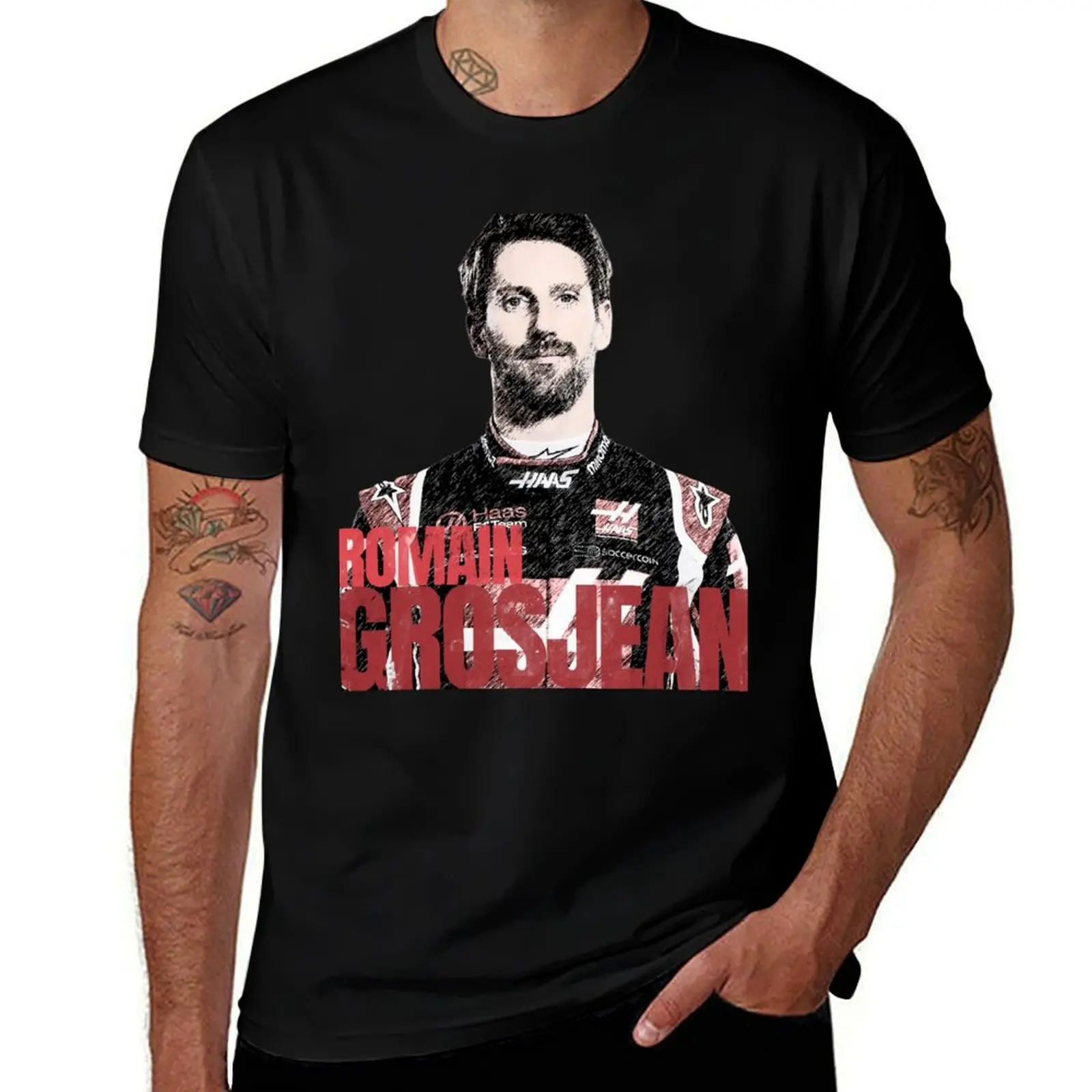 

Romain Grosjean- Distressed Poster T-Shirt man t shirts for men men t shirt cotton 100% t shirt man cotton T-shirt