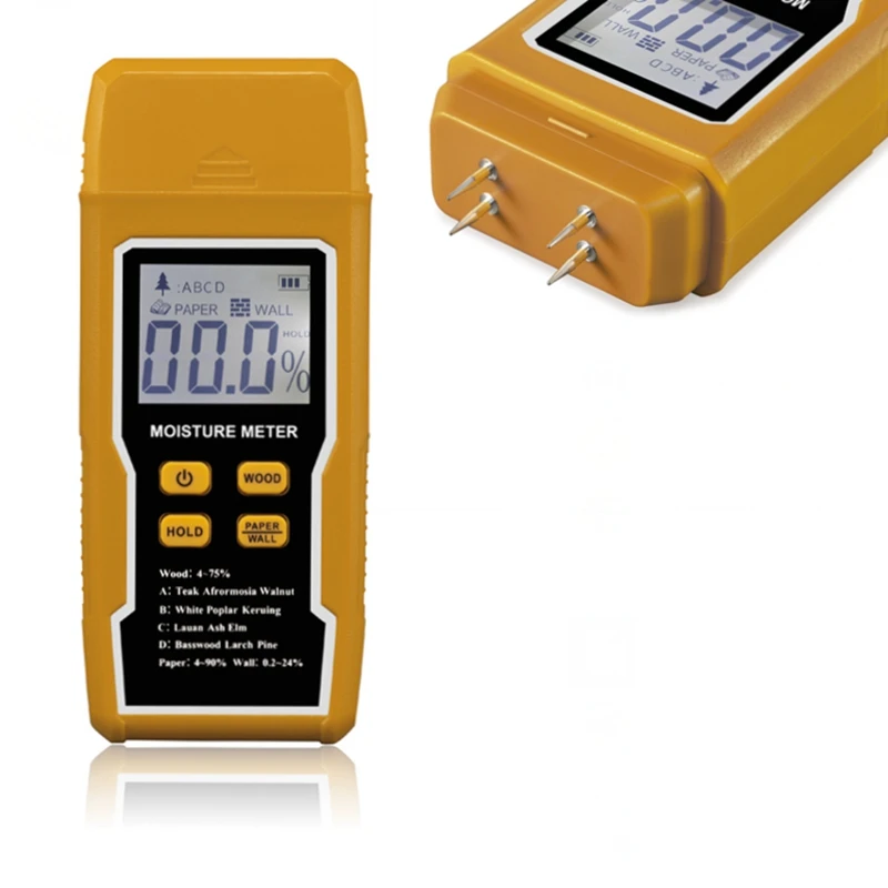 LCD Digital Timber Damp Detector 4 Pins Moisture Meter 4%-90% for Wood Bamboo Floor Paper Wall Building Humidity Tester
