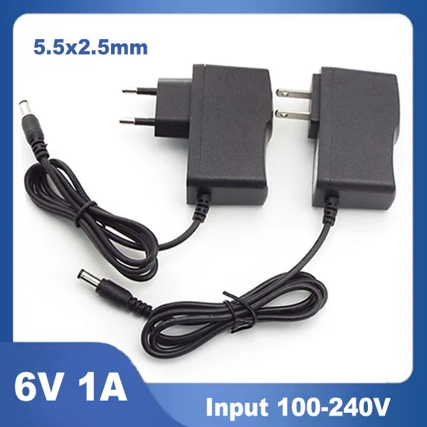 AC DC 6V 1A Power Supply Adapter 5.5mm*2.5mm CCTV Modem Router Charger BP Monitor Power Supply Adaptor EU US Plug