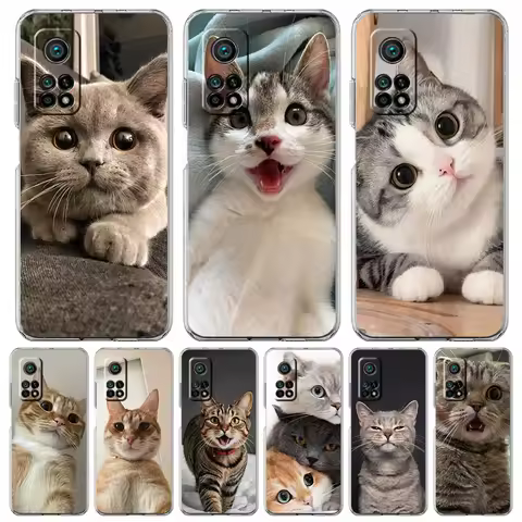 Phone Case For Xiaomi Mi Poco X7 X6 X5 NFC X3 F7 Ultra F6 Pro F3 15 14T 14 13T 11 12 13 Lite Clear TPU Cover Kawaii Love Cat