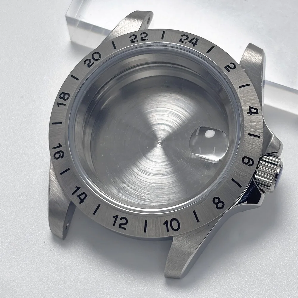 EXP 39mm Steel Bezel Watch Case 24 Hour for Explorer Sapphire Glass 28.5mm Dial Oyster Bracelet GMT NH34 NH35 NH36 NH38 Movement