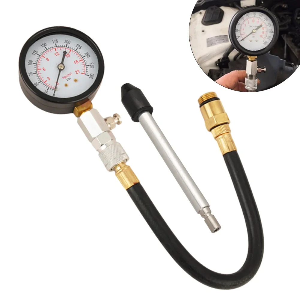 0-300psi Gasoline Engine Compression Tester Auto Petrol Gas Engine Cylinder Automobile Pressure Gauge Tester Automotive Test Kit