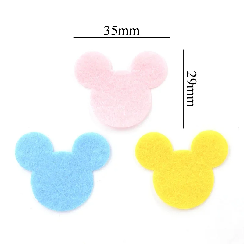 100Pcs Mix Colors Kawaii Mouse Fabric Patches Mouse Felt Appliques for Crafts Clothes DIY Hair Bow Scrapbooking Accessories