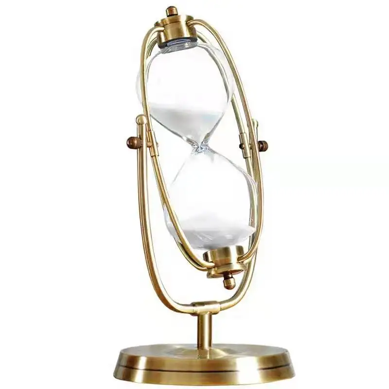 Glass Hourglass Ornament Golden Codex Rotating Hourglass Timer Home Luxury Ornament Creative Flowing Sand Decoration Gift