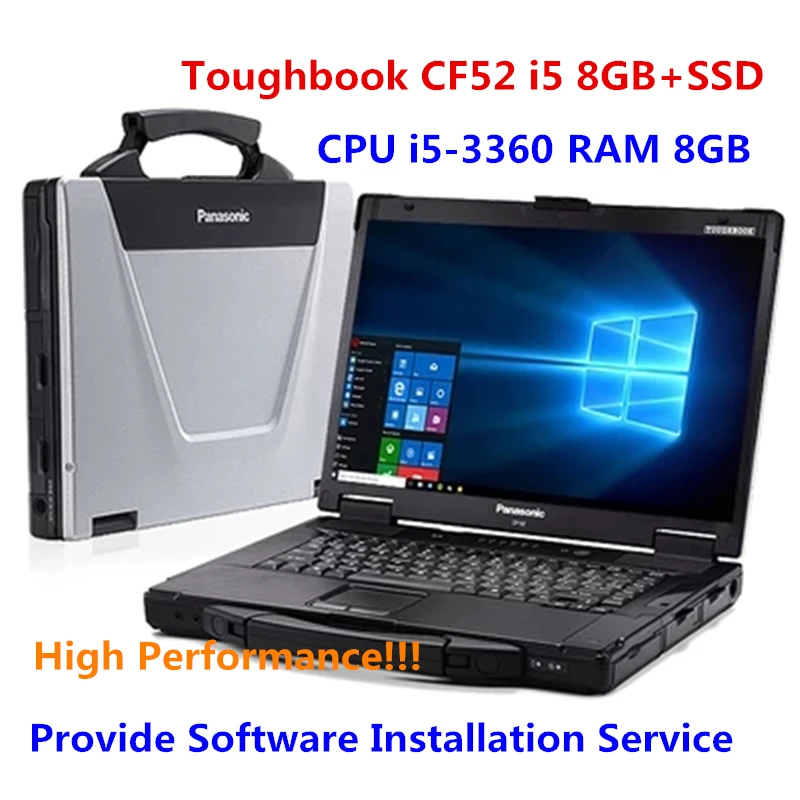 Used Toughbook Pa.nasonic CF52 i5 3360 8GB Laptop CF-52 CF 52 Diagnostic Laptop Wifi Function for Alldata Software Mb Star SD C4