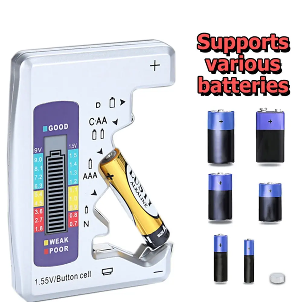 Botão Digital Cell Battery Tester Capacidade Check Detector Display Lcd Capacitância Ferramenta de Diagnóstico 9v 1.5v 1pc c d n aa Aaa