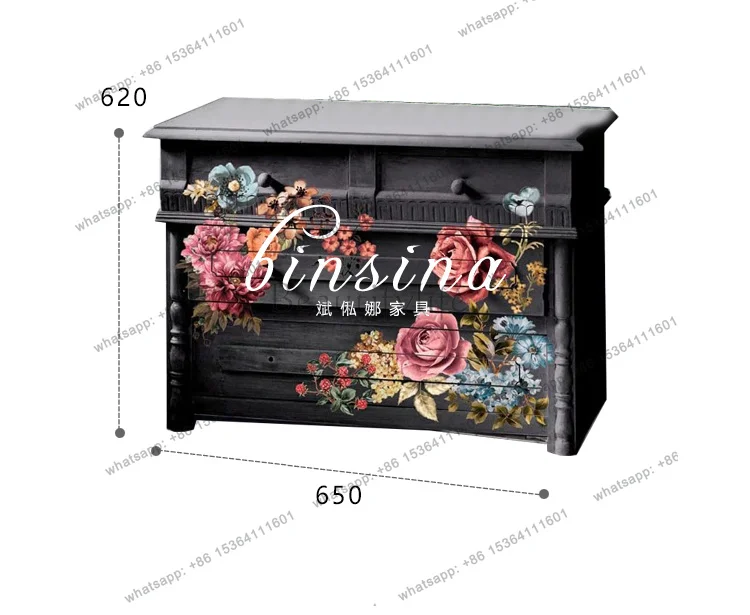 painted five buckets/classical solid wood bedroom living room small stand cabinet customization simple and fashionable