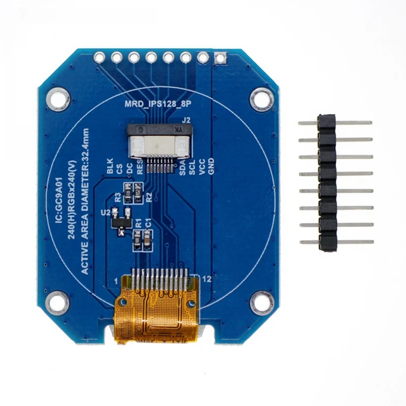 1.28 Inch TFT LCD Display Module Accessory Round RGB 240X240 GC9A01 Driver 4 Wire SPI Interface 240X240 Resolution Adapter PCB