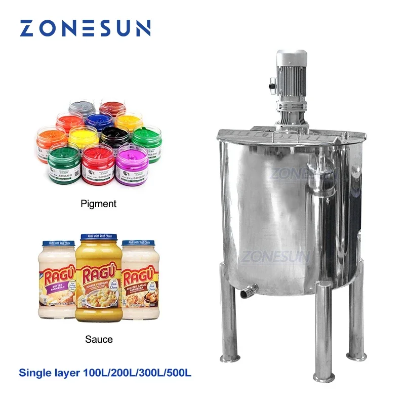 ZONESUN 100L 200L 300L 500L خلاط فولاذي صحي غير قابل للصدأ عمودي مستحضرات التجميل السائل معدات خلط الكيميائية خزان