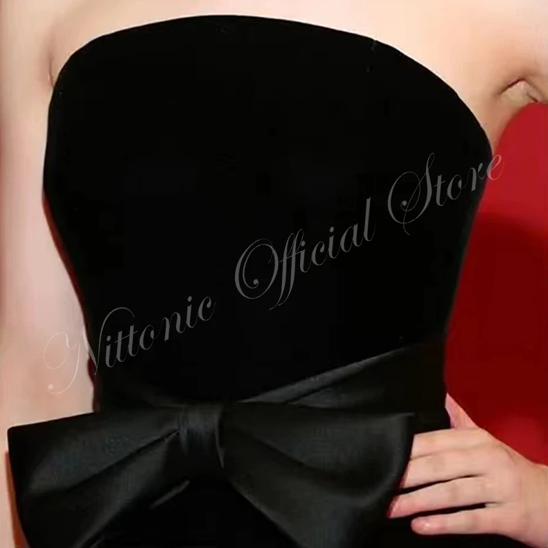 Elegant Black Celebrity Dresses for Women Satin Strapless Floor-Length Special Events Gala Evening Party Replica Skirt 2023 New