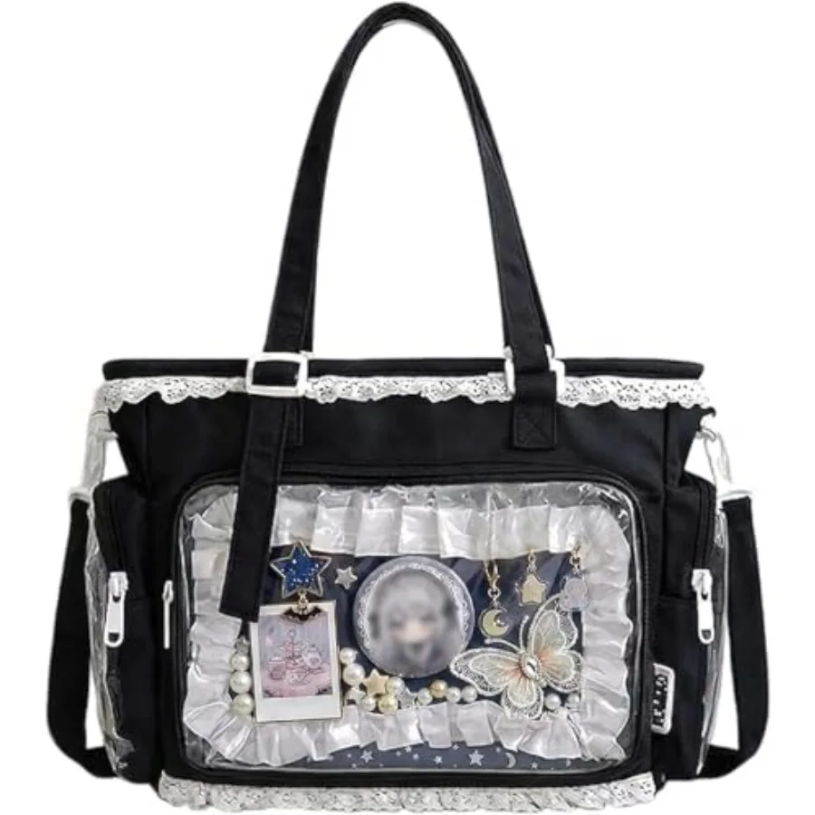 

Ita Bag Pin Display Bag with Insert - Kawaii Y2K Aesthetic Crossbody Bags Lace Ruffle Shoulder Tote Purse