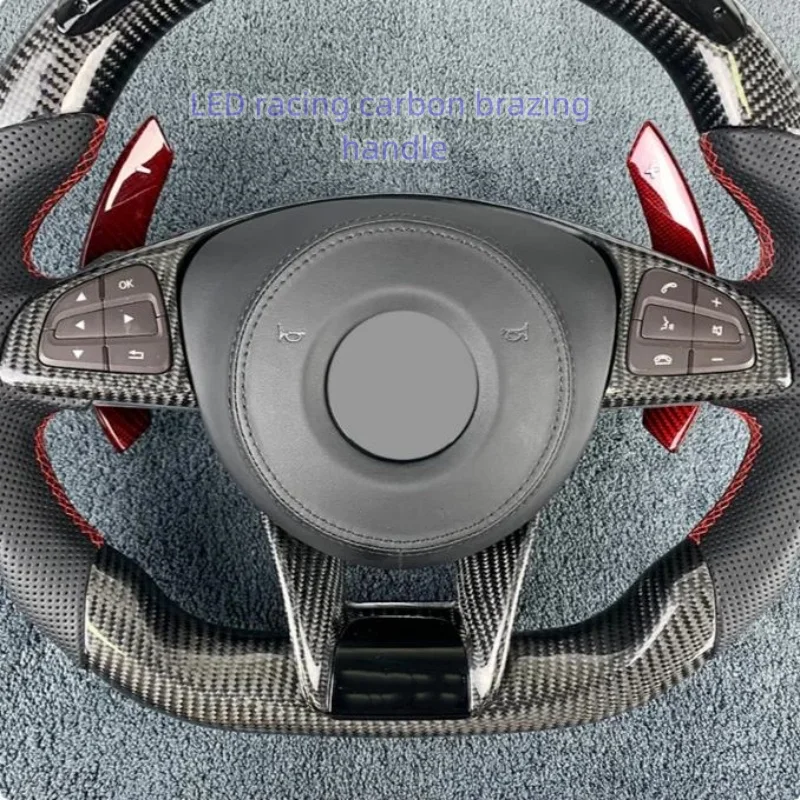 For Mercedes Benz W203 W176 W205 W204 W213 AMG CLA GLC GLB GLS GLE 2016 2017 2018 (handle) steering wheel carbon fiber LED