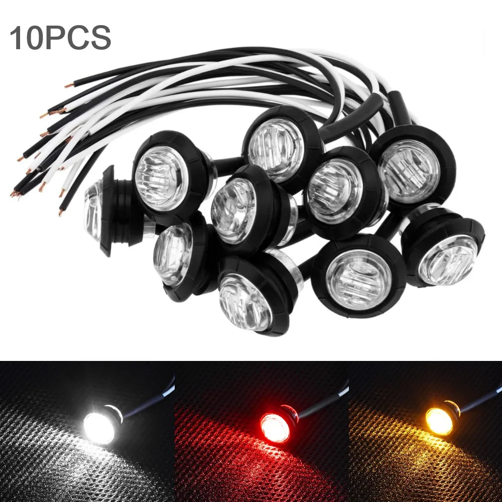 

10pcs 12V LED Front Rear Side Marker Indicators Light Truck Warning Tail Light Trailer Lorry Car External Clearance Turn Signal