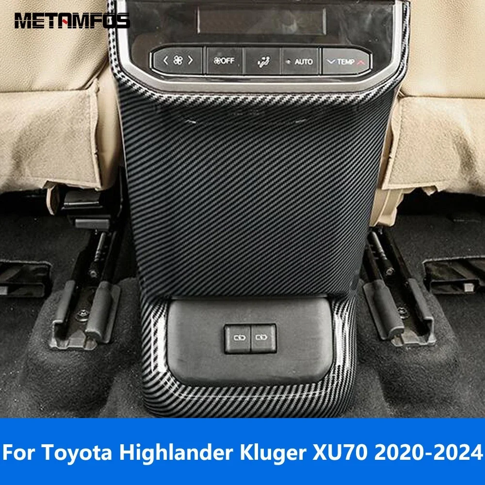 Accessories For Toyota Highlander Kluger 2020-2022 2023 2024 Carbon Fiber Armrest Box Rear Air Condition Vent Outlet Cover Trim