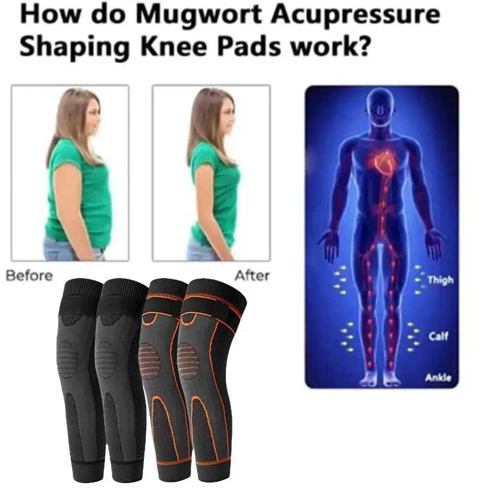 Tourmaline Acupressure Selfheating Knee Sleeve With Tourmaline Self-Heating Shaping Socks, Mugwort Acupressure Shaping Knee Pads