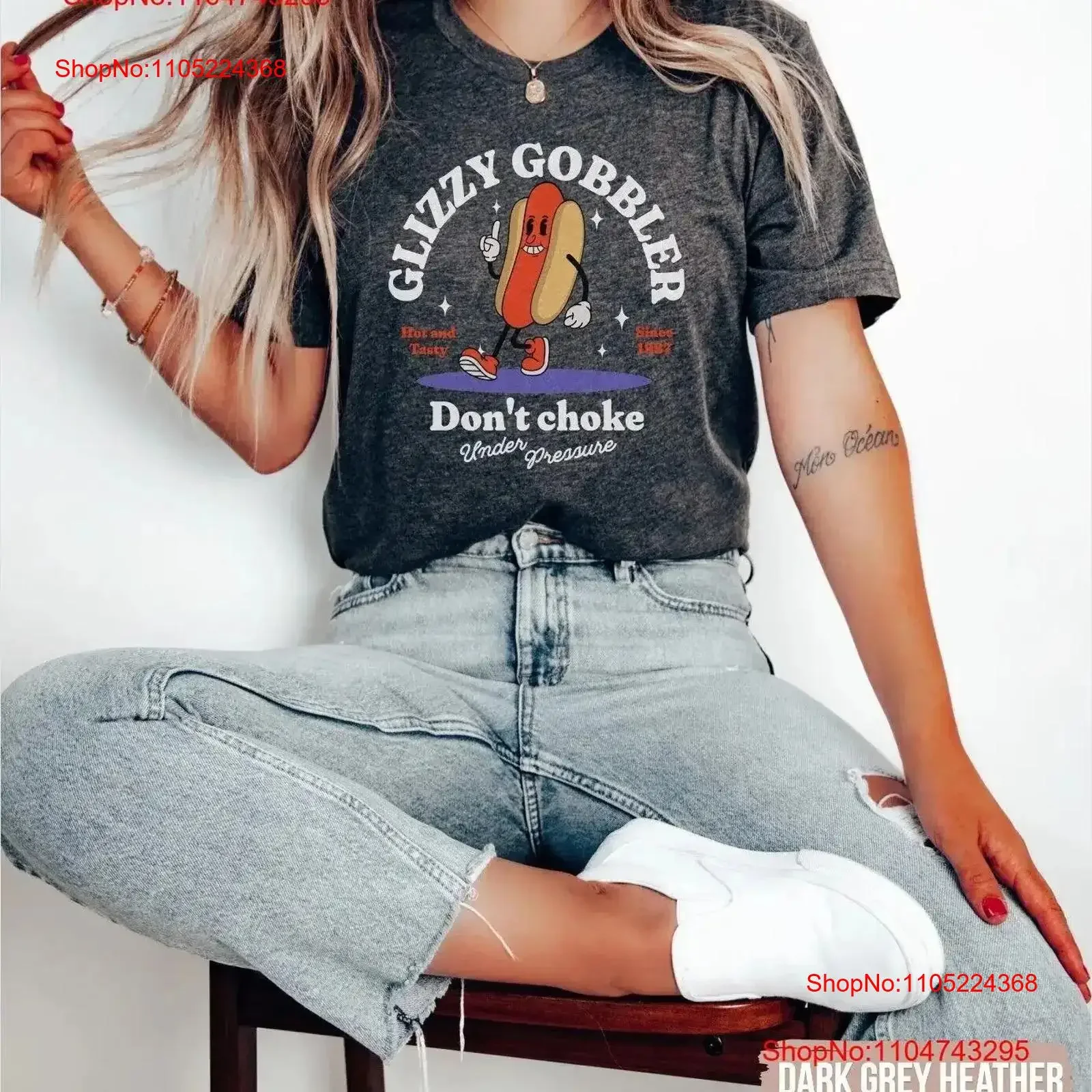 Glizzy Gobbler Inappropriate T Shirt for Women Offensive Unhinged vintage Washed Top Everyday Wear Stylish fashion Soft