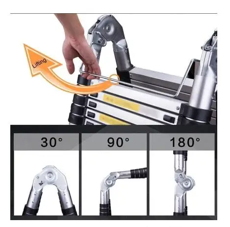 1.9M＋1.9M Foldable Telescopic Ladder Safely Extends Herringbone Ladder Space-saving Straight Ladders Thickened Aluminum Ladders