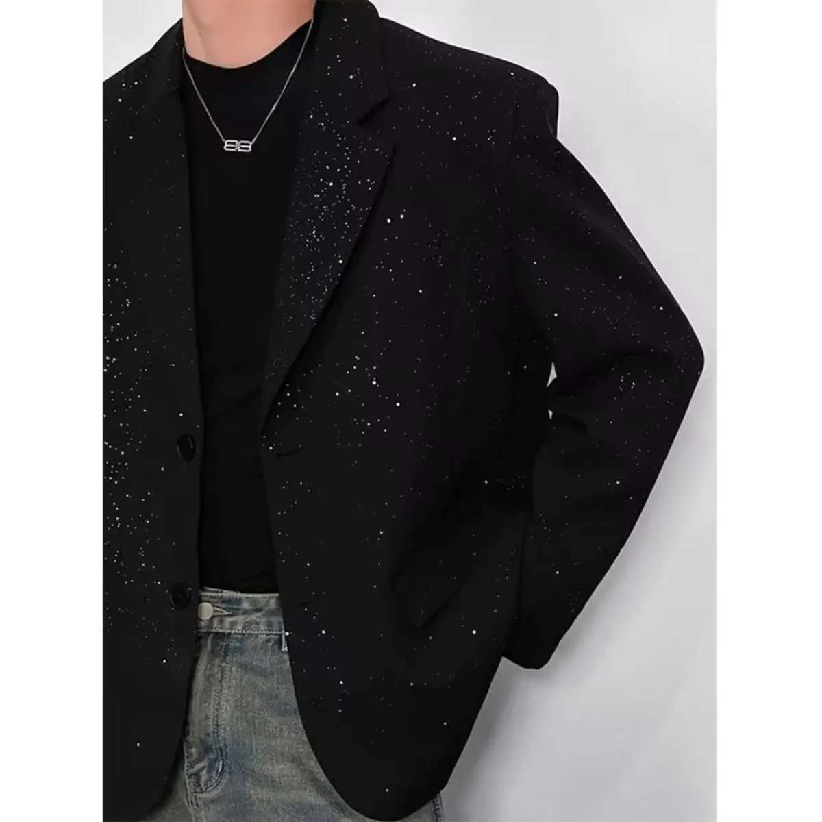 Men\'s Sparkling Sequins Suit Jacket, Fashionable Casual Suit, Spring and Autumn, New