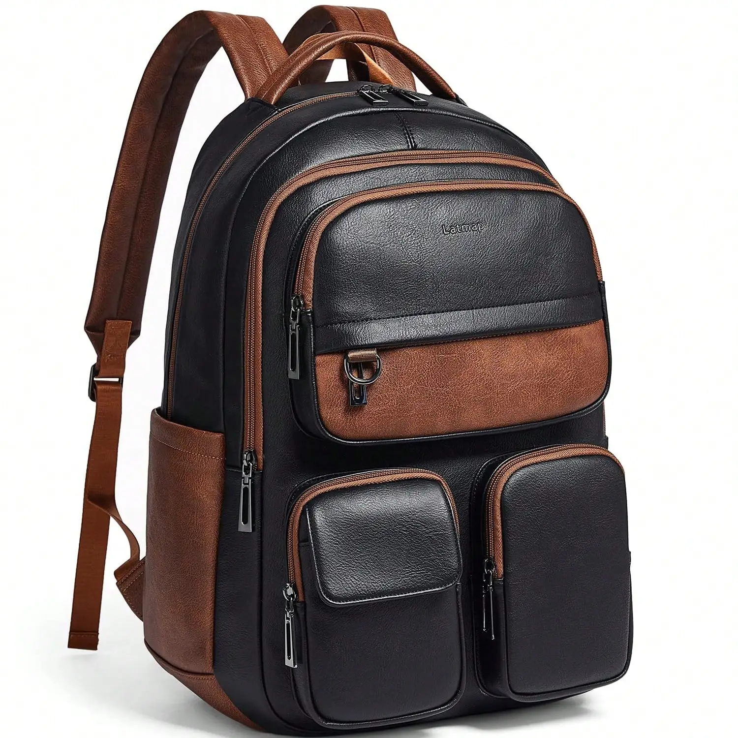 LATMAP Vegan Leather Backpack Purse For Women Men 17 Inch Laptop Backpack For Travel Multipurpose Design Ladies Work College Handbag Shoulder Bag