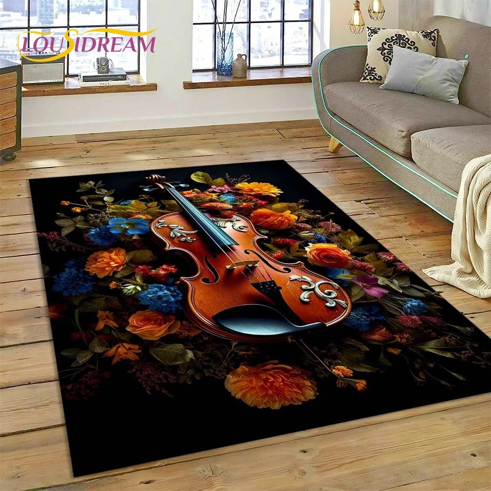 

Dream Violin Cello Music Instrument Carpet Rug for Home Living Room Bedroom Sofa Doormat Decor,kids Area Rug Non-slip Floor Mat