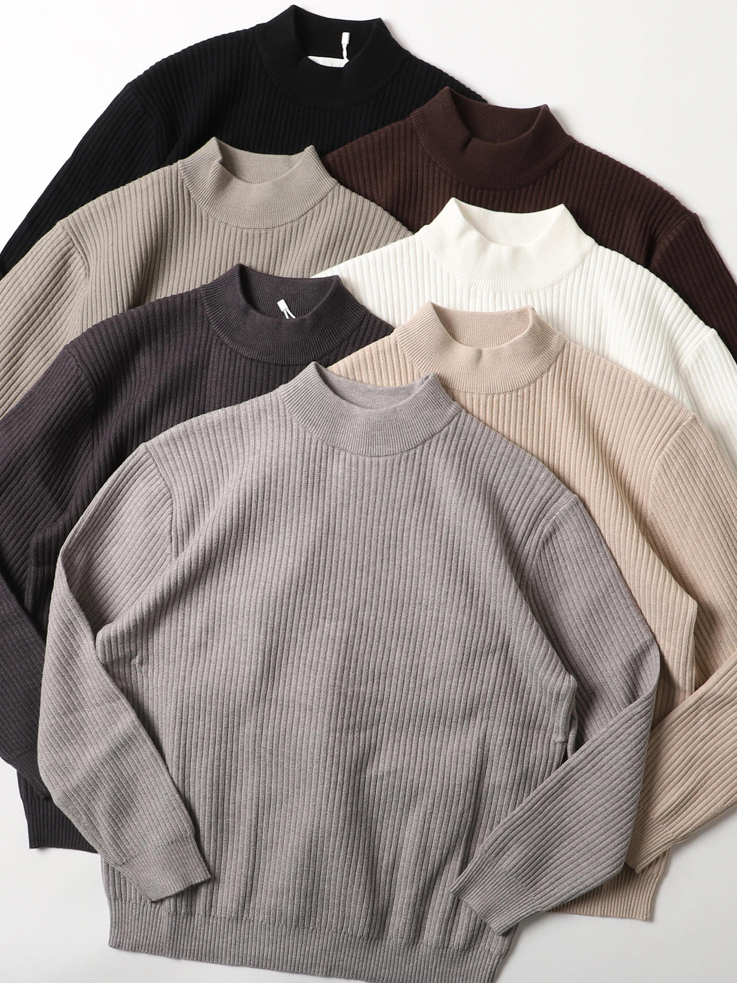 

Comfortable Skin-Friendly Men's Knitted Sweater f-High Collar Casual All-Match Warm Base Layer irt for Autumn Winter