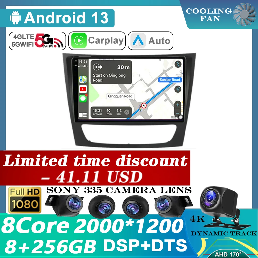 

Android 13 Carplay Auto For Mercedes Benz E-class W211 E200 E220 E300 E350 E240 E270 E280 CLS CLASS W219 Car Radio Multimedia 4G