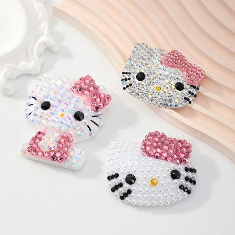 1pcs Cute Resin Pearl Hello Kitty Resin Flatback Cabochons Mobile Phone Case Charms Children's Jewelry Shoe Flower Decorative