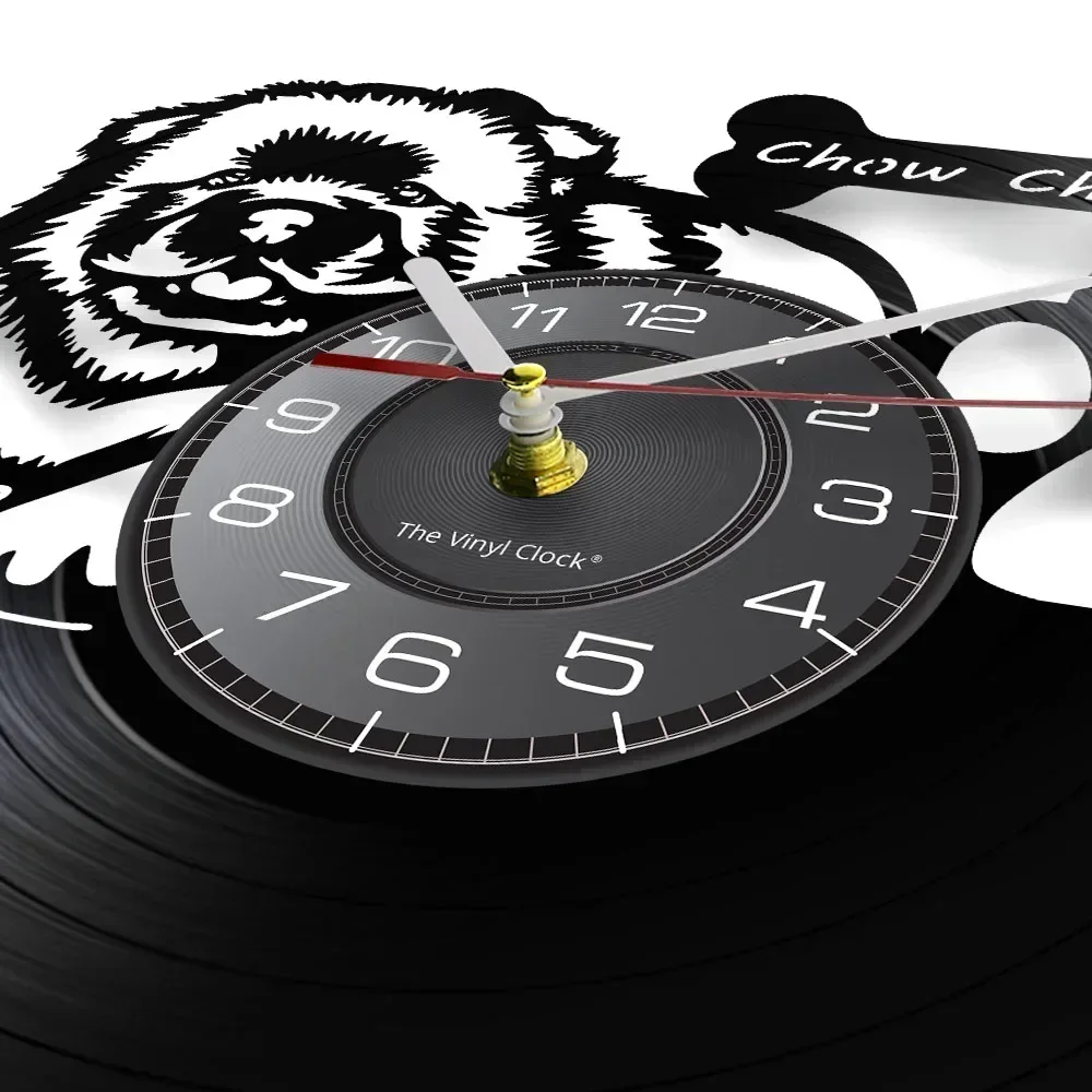 Chow Chow Vintage Vinyl Record Wall Clock Songshi Quan Chowdren LP Record Decorative Wall Clock Dog Breed Gifts for Dog Owner