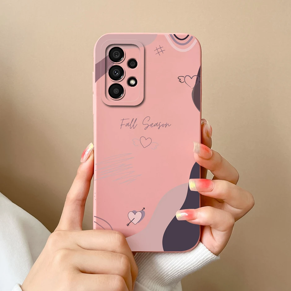 Phone Case For Samsung Galaxy A73 5G Matte Liquid Silicone Back Cover For SamsungA73 A 73 5G Cute Cartoon New Design Style Shell