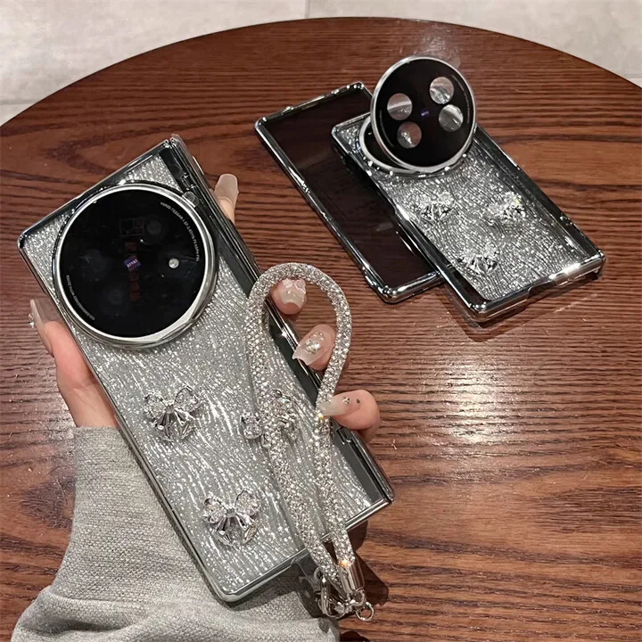 

For Vivo X Fold5 Phone Case Lens Holder Corrugated Bow Bracelet Hinge Case Film Fully Wrapped Folding Screen Protective Cover