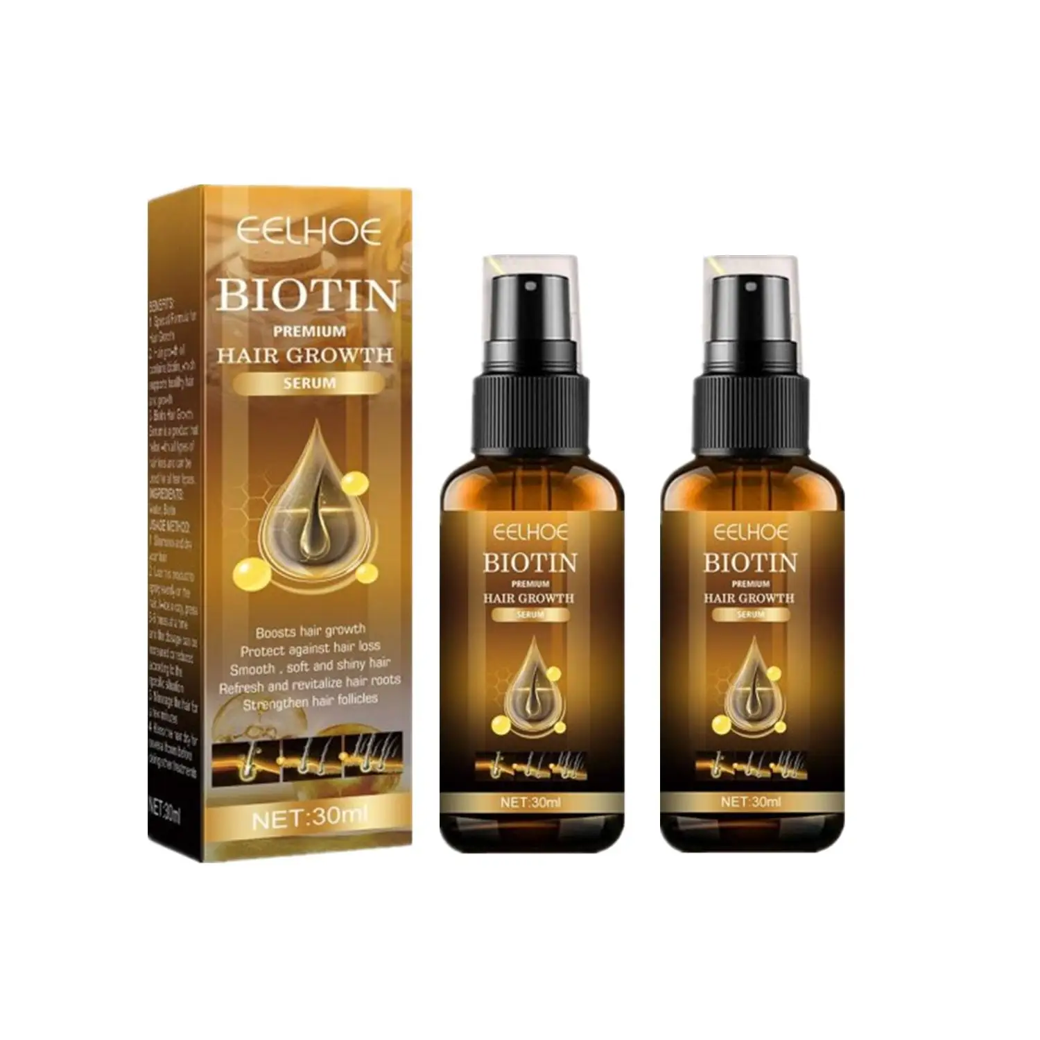 

2PCS Biotin Spray Anti Dandruff Itching Treatment Dry Frizzy Nourish Scalp Damaged Repair Serum Hair Care Essential Oils