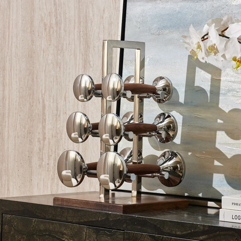Home Decor Creative Luxury Metal Dumbbell Desktop Object Decor Home Accessory For Living Room