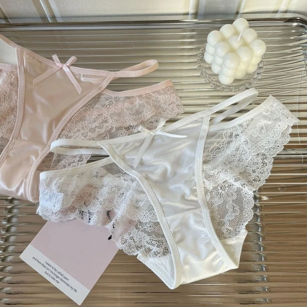 Comfortable Sweet Lace Panties Flower Hollow Underwear for Women Cotton Crotch Low Waist Mesh Lace Underwear Lady