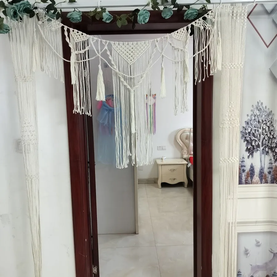

Macrame Drape Curtain Boho Wedding Backdrop Handwoven Wall Hanging Tapestry Macrame Wedding Arch Arbor Christmas Gift Presents