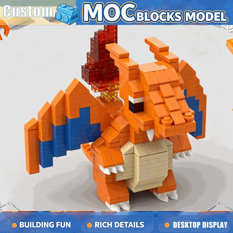 1309PCS Elemental Creature Trio Building Blocks Fire Wing Water Shell Bloom Figure Models DIY Assembly Creative Collection Gift
