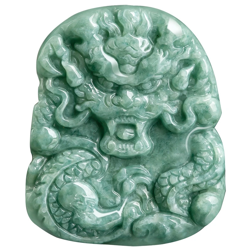 

Natural Jade Dragon Necklace Women Fine Jewelry Myanmar Jadeite Grade A Burma Jade Chinese Zodiac Dragon Pendant Amulet Necklace