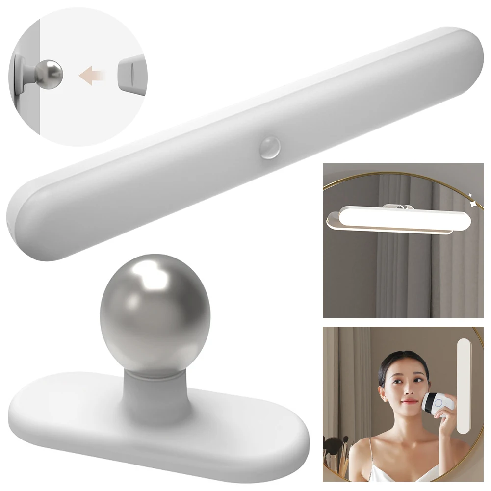 Wireless Mirror Vanity Lights Battery Operated LED Makeup Mirror Light Adjustable Color Brightness & Angle for Makeup Vanity