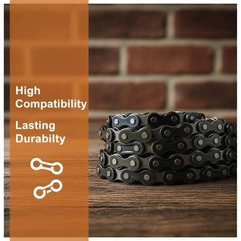 New 1Pcs Single Speed ​​Bicycle Chain Heavy Duty Steel 114 Link Count Bicycle Chain Suitable For Single-Speed Bicycles 26-24-28