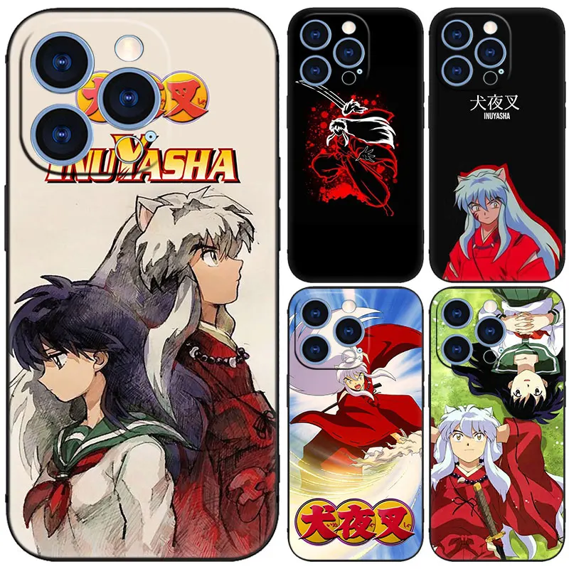 Anime Inuyasha Black Phone Case For Apple iPhone 15 14 13 12 Mini 11 Pro MAX XR X XS 7 8 Plus SE 2020 2022 Cover