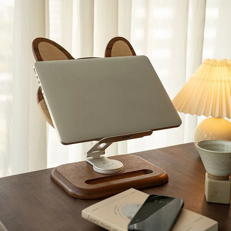 Notebook tablet holder, desktop phone stable, cute and creative, solid wood adjustable, lifting table