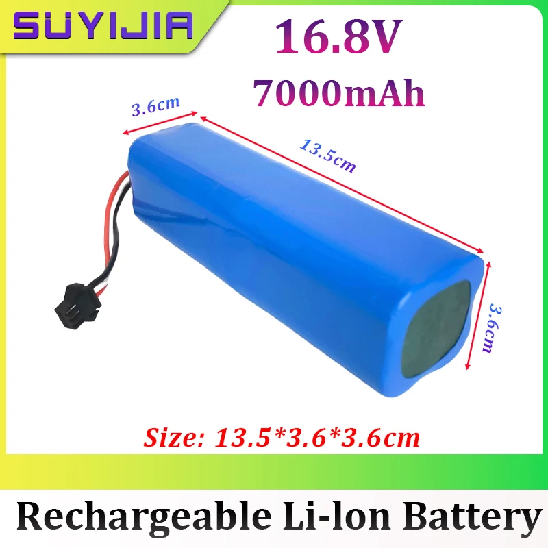 

16.8V Rechargeable Li-ion Battery 4S2P 18650 Actual Capacity 7000mAh for Robot Vacuum Cleaner Accessories Battery Replacement