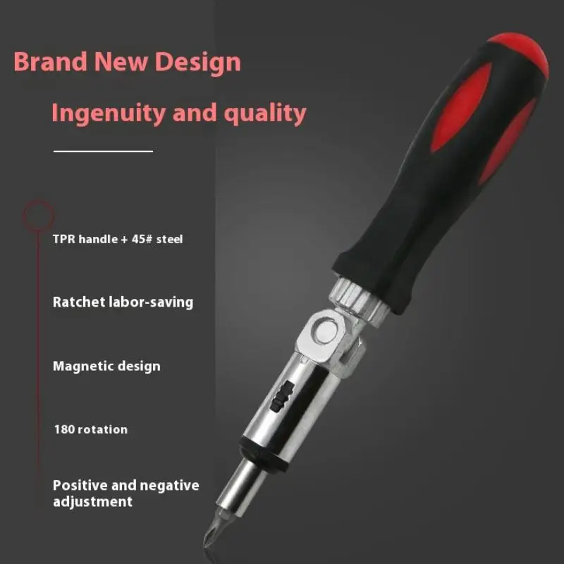 متعددة الوظائف المغناطيسي بت مفك براغي بسقاطة زاوية متغيرة 0-180 درجة يمكن تحويلها اليسار واليمين 1/4 بوصة واجهة عرافة