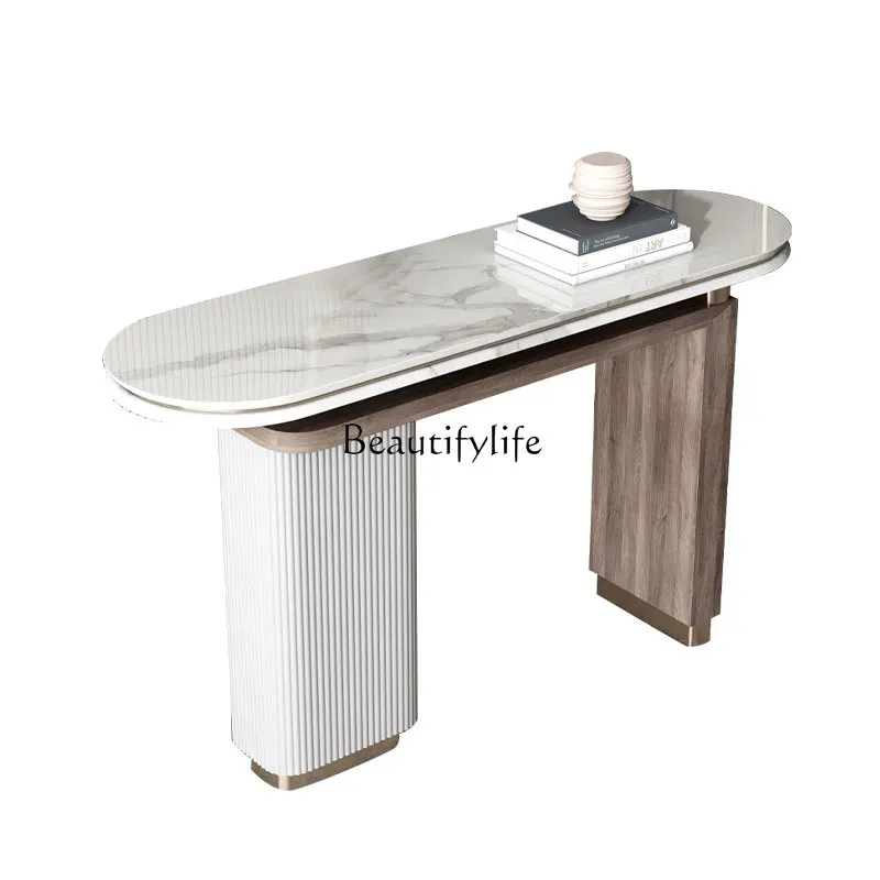 

Italian minimalist rock slab entrance table Modern simple marble entrance table Entrance cabinet Light luxury style