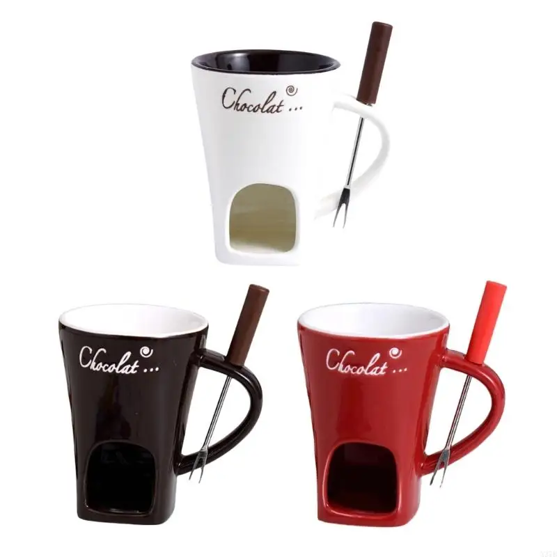 

Portable Fondue Chocolate Mug Set Portable Chocolate Melting Mug With Fork For Home Parties And Gatherings