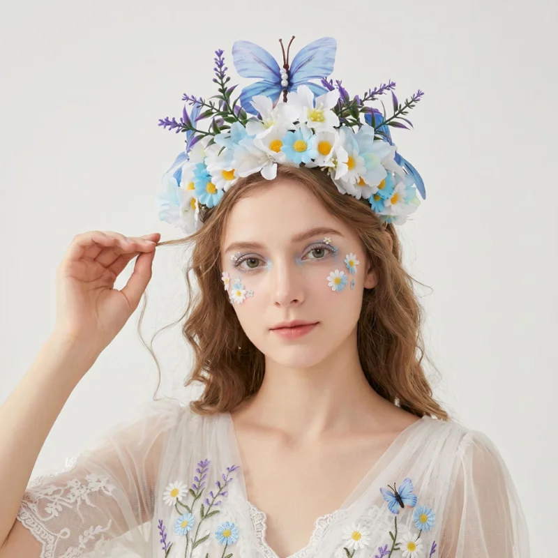Sweet Imitation Flower Headband Hair Hoop Bride Beautiful Fairy Wedding Hairband Birthday Banquet Hair Accessories Headwear