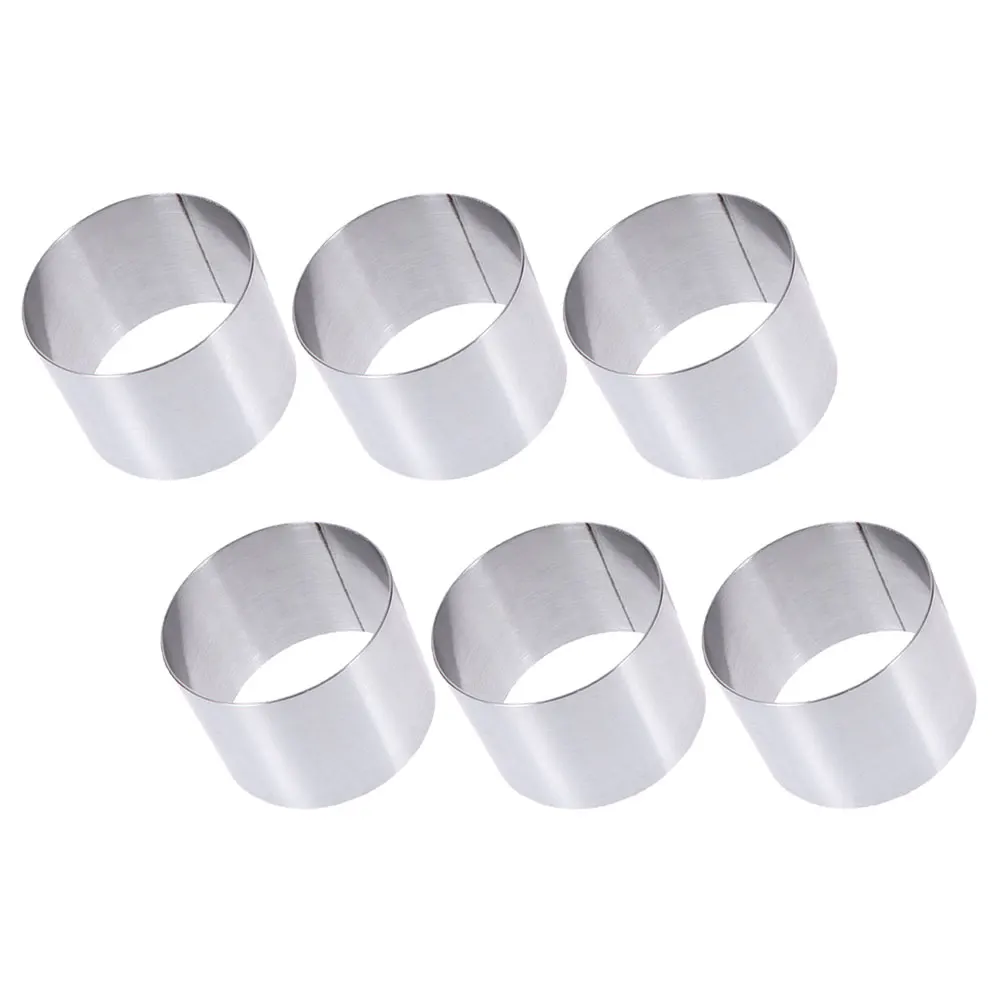 

6pcs Stainless Steel Cake Mold Round Baking Pan Non-Stick Cookie Maker Detachable Molding Ring Kitchen Baking Tool Microwave