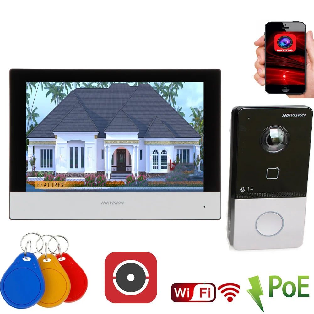 Mutil language hikvision DS-KIS603-P Video Intercom Kit DS-KV6113-WPE1 (C) DS-KH6320-WTE1 POE Doorbell Door Station WIFI Monitor