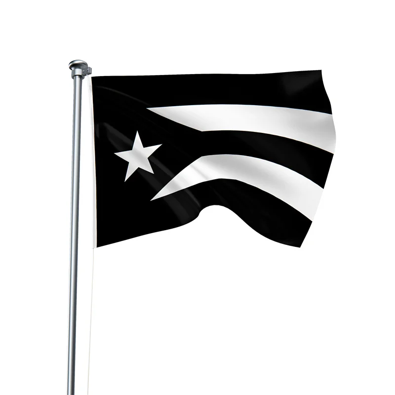 Gaslight Gatekeep Girlboss 5' x 3' Puerto Rico Black and White Flag Banner 150cm x 90cm